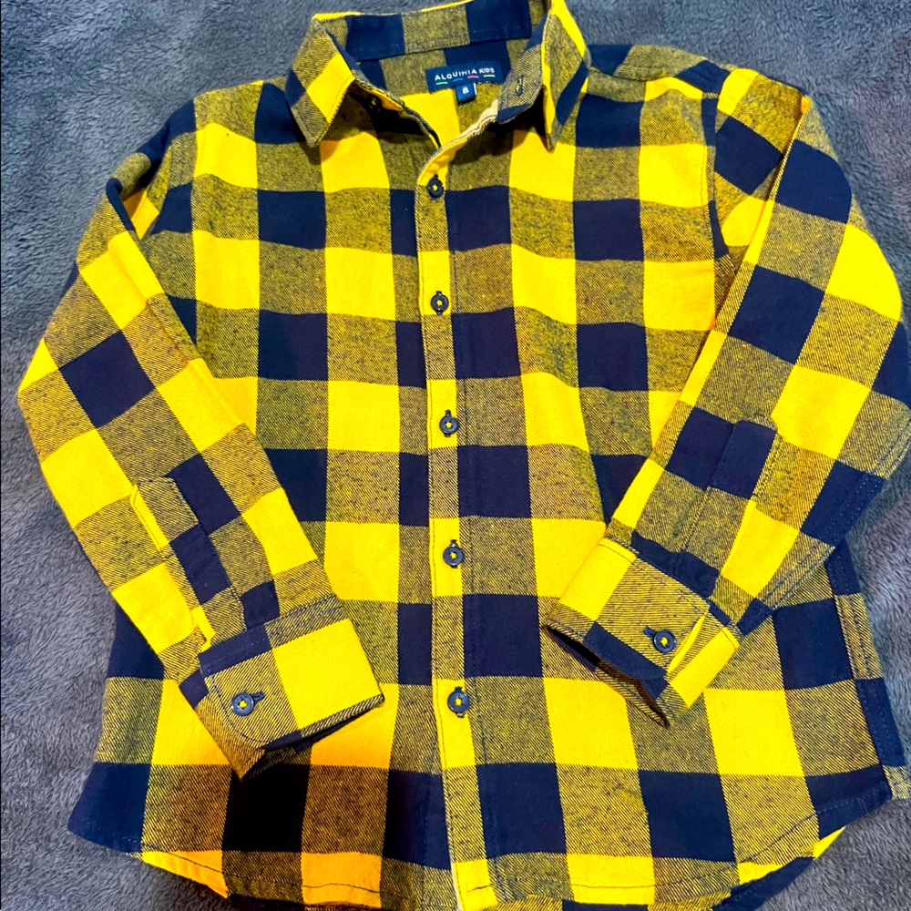 Blue and yellow flannel size 8